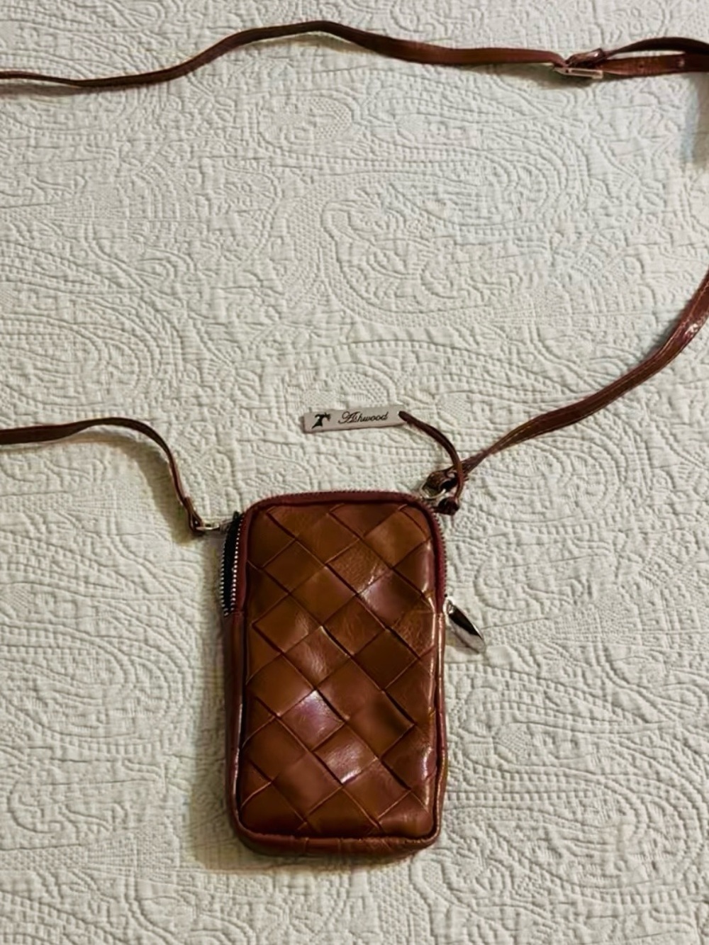 Ashwood unisex cross bodybag, leather woven, like new. - Picture 3 of 11
